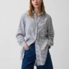 Keten Karışımlı Oversized Tunik Gömlek