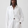 Keten Karışımlı Oversized Tunik Gömlek