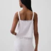Keten Karışımlı Pintuck Kısa Pijama Tank Top