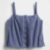 Keten Karışımlı Pintuck Kısa Pijama Tank Top