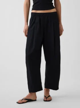 Keten Karışımlı Rahat Barrel Pantolon