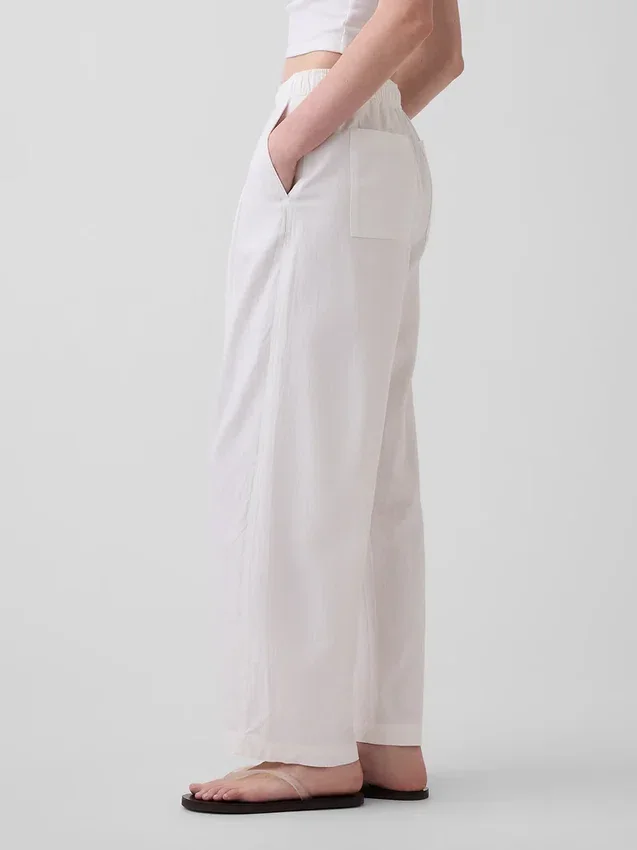Keten Karışımlı Rahat Barrel Pantolon
