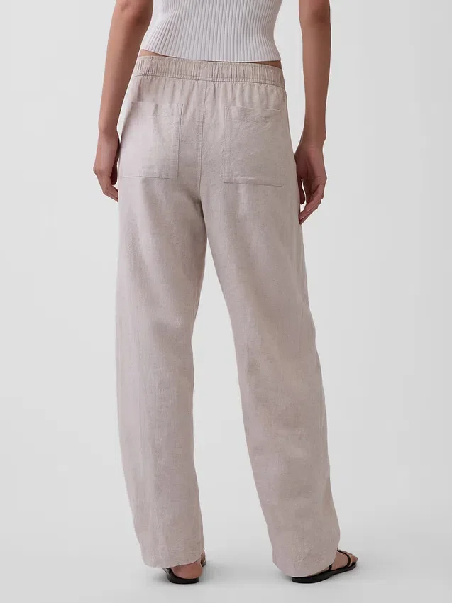 Keten Karışımlı Rahat Barrel Pantolon