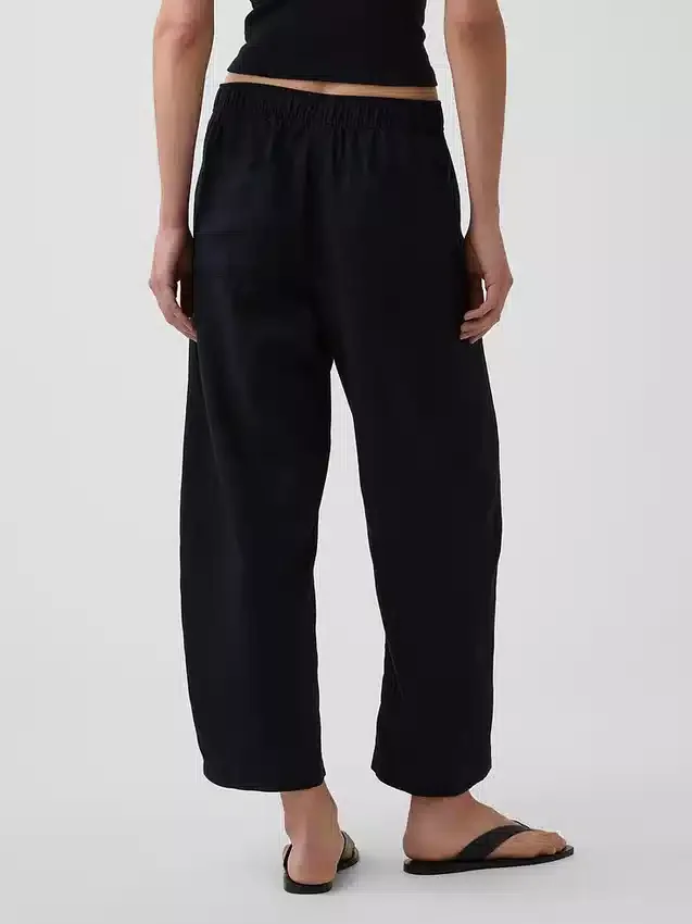 Keten Karışımlı Rahat Barrel Pantolon