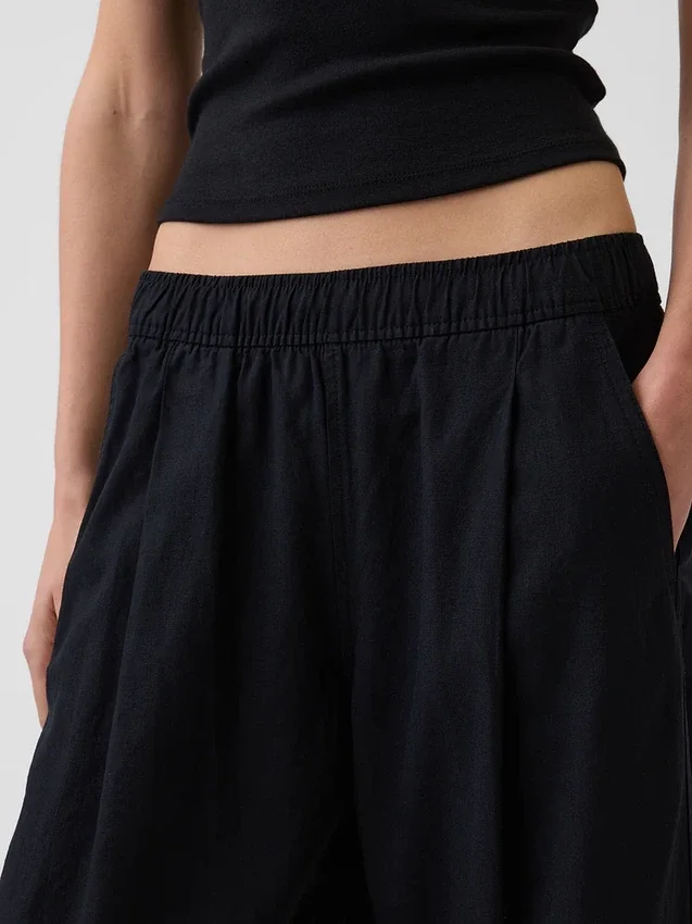 Keten Karışımlı Rahat Barrel Pantolon