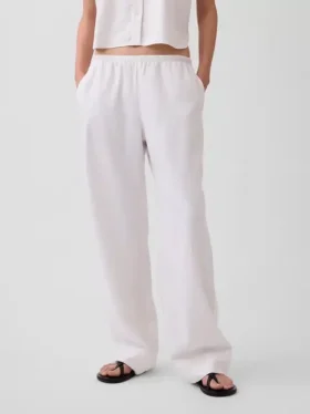Keten Karışımlı Rahat Geniş Paça Pantolon