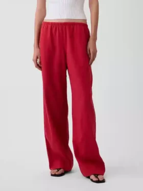 Keten Karışımlı Rahat Geniş Paça Pantolon