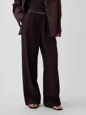 Keten Karışımlı Rahat Geniş Paça Pantolon