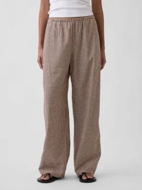 Keten Karışımlı Rahat Geniş Paça Pantolon