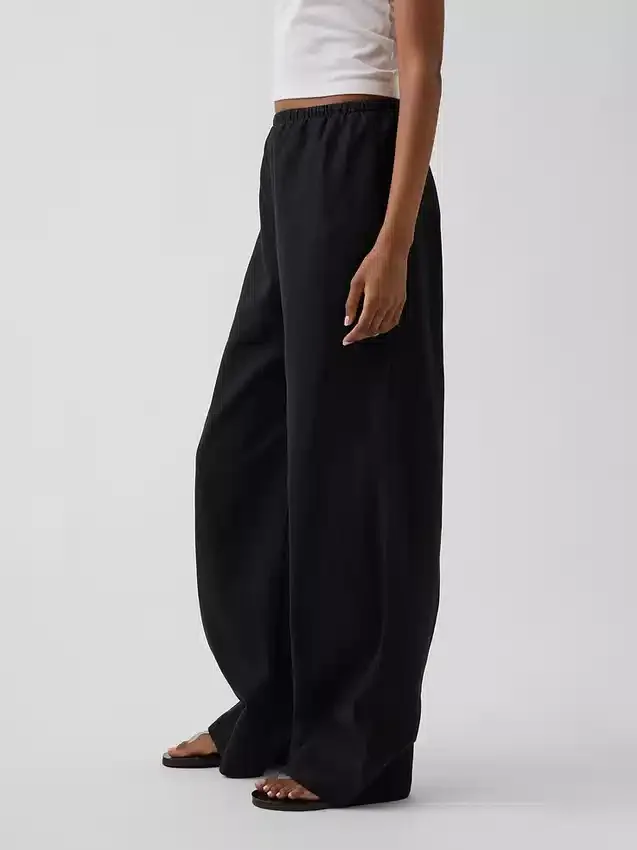 Keten Karışımlı Rahat Geniş Paça Pantolon