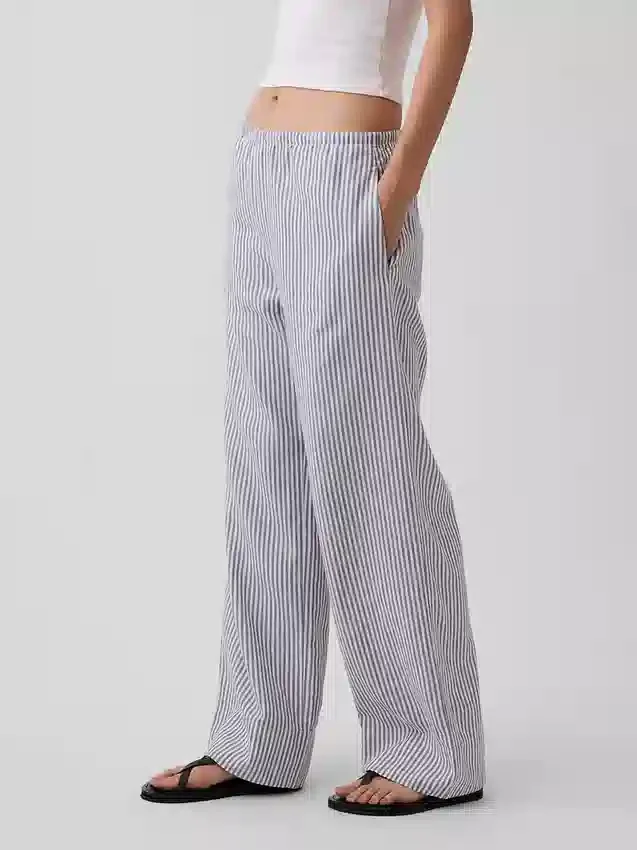 Keten Karışımlı Rahat Geniş Paça Pantolon