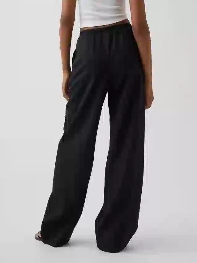 Keten Karışımlı Rahat Geniş Paça Pantolon
