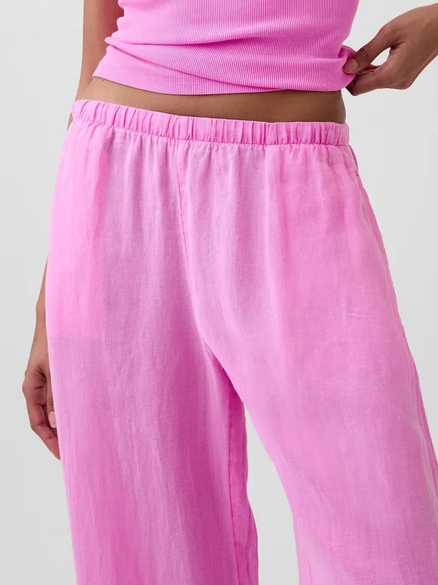 Keten Karışımlı Rahat Geniş Paça Pantolon