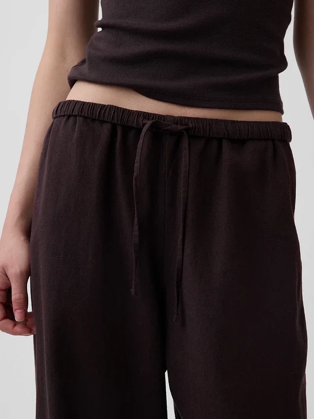 Keten Karışımlı Rahat Geniş Paça Pantolon