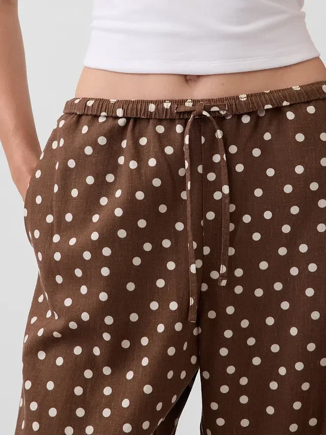 Keten Karışımlı Rahat Geniş Paça Pantolon