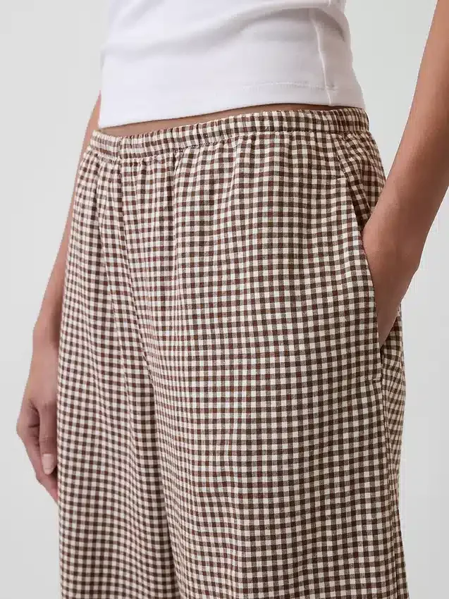 Keten Karışımlı Rahat Geniş Paça Pantolon