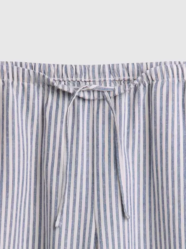 Keten Karışımlı Rahat Geniş Paça Pantolon