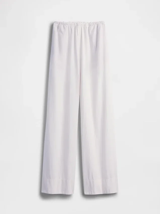 Keten Karışımlı Rahat Geniş Paça Pantolon