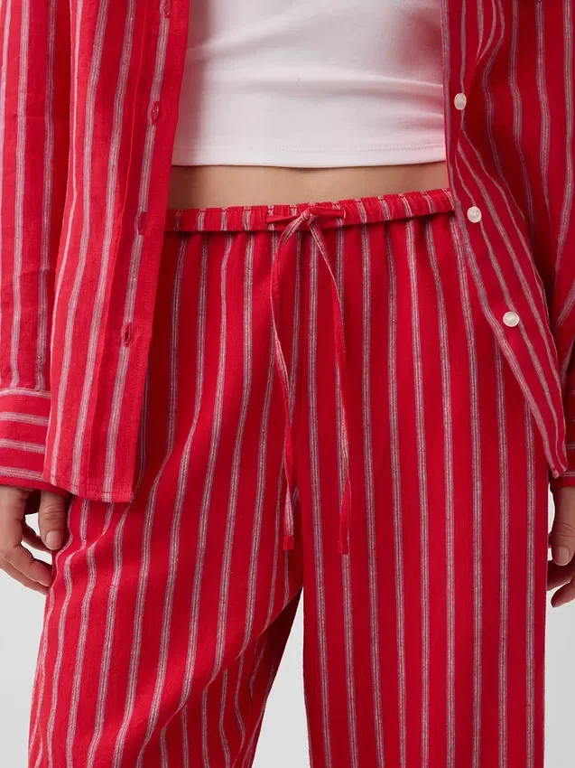 Keten Karışımlı Rahat Geniş Paça Pantolon