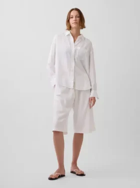 Keten Karışımlı Rahat Kolay Culotte Pantolon