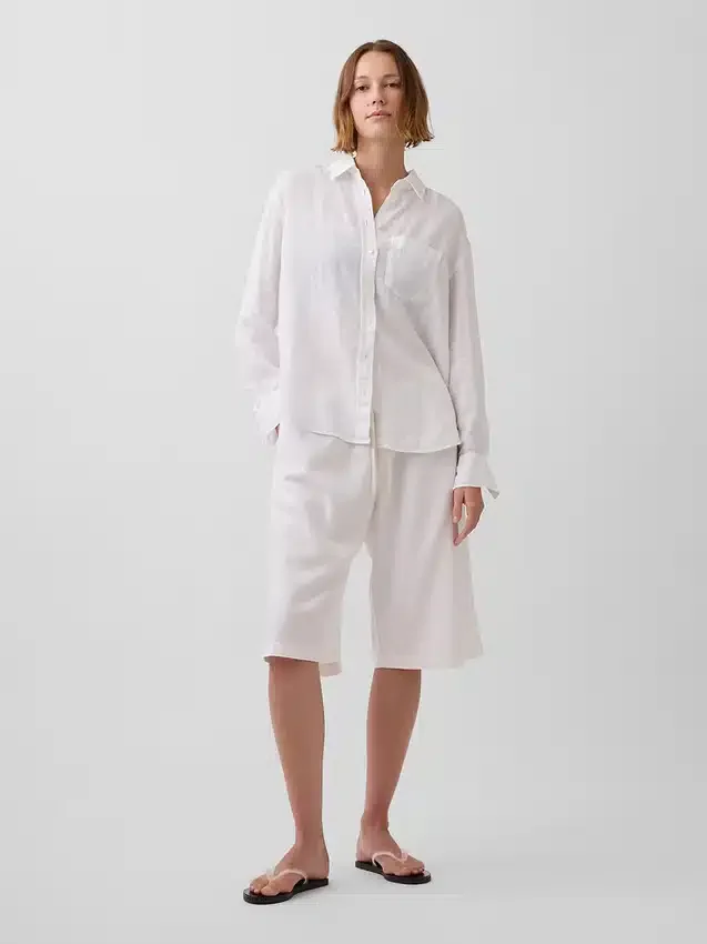 Keten Karışımlı Rahat Kolay Culotte Pantolon