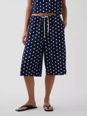 Keten Karışımlı Rahat Kolay Culotte Pantolon