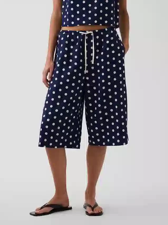 Keten Karışımlı Rahat Kolay Culotte Pantolon