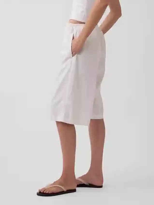 Keten Karışımlı Rahat Kolay Culotte Pantolon