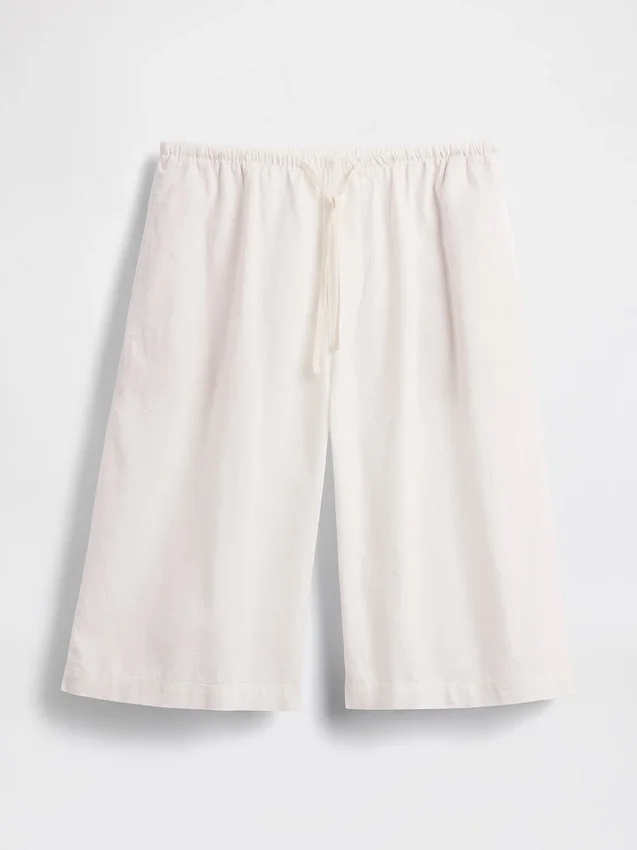 Keten Karışımlı Rahat Kolay Culotte Pantolon