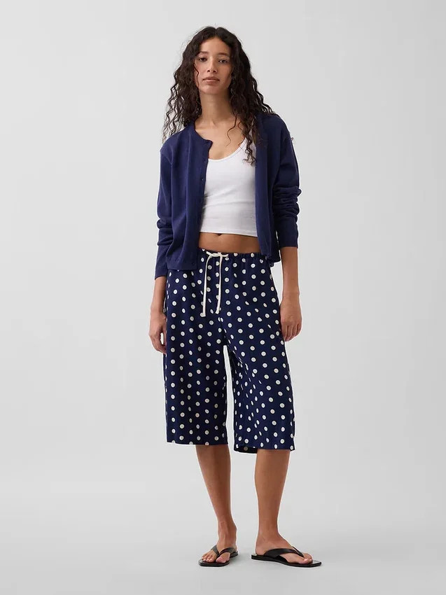 Keten Karışımlı Rahat Kolay Culotte Pantolon
