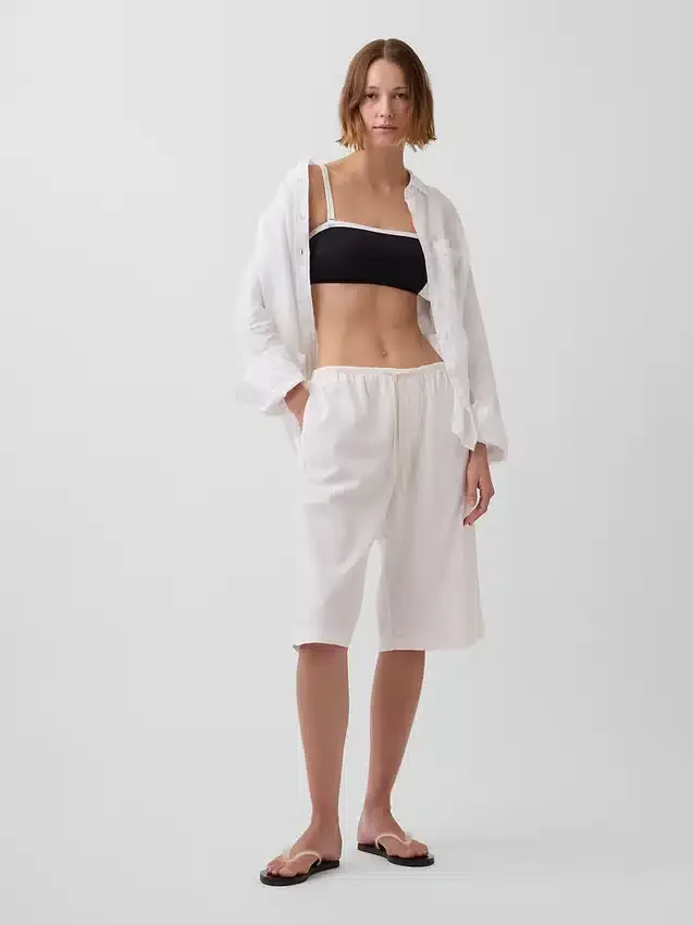Keten Karışımlı Rahat Kolay Culotte Pantolon