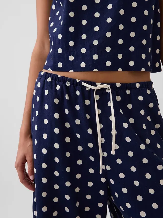 Keten Karışımlı Rahat Kolay Culotte Pantolon