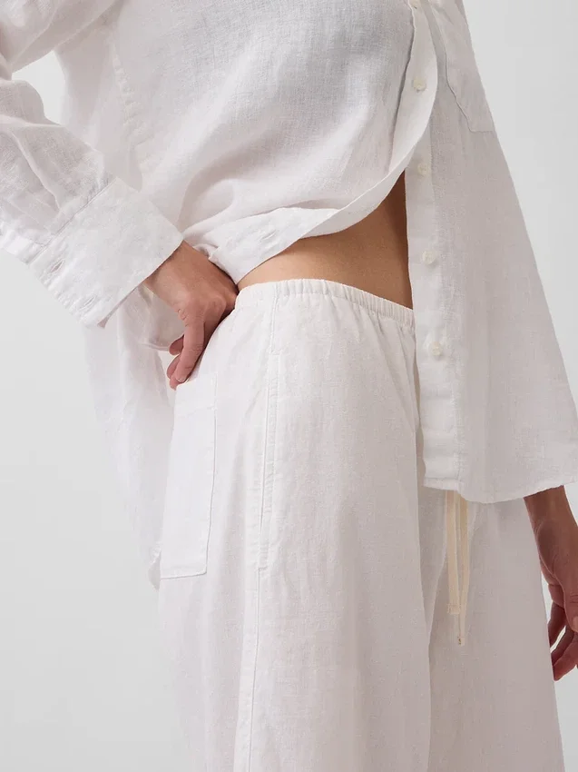 Keten Karışımlı Rahat Kolay Culotte Pantolon