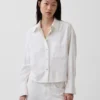 Keten-Pamuklu Oversized Gömlek