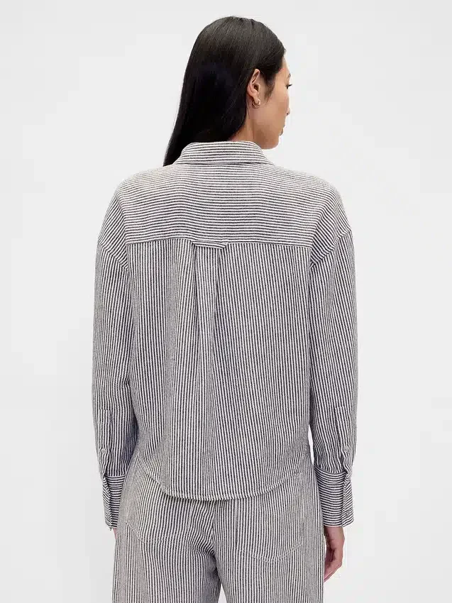 Keten-Pamuklu Oversized Gömlek