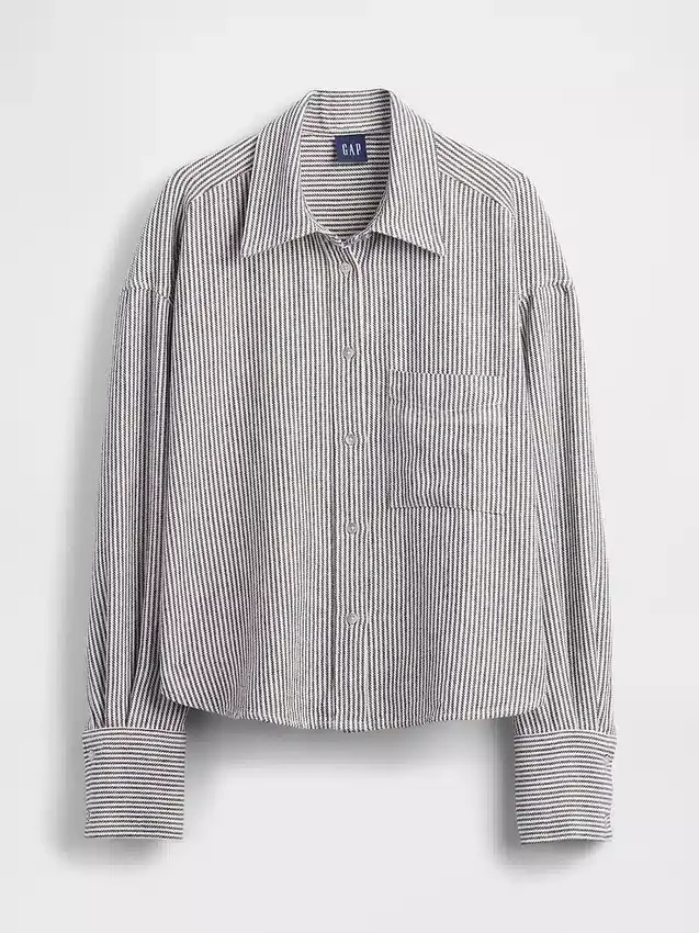 Keten-Pamuklu Oversized Gömlek