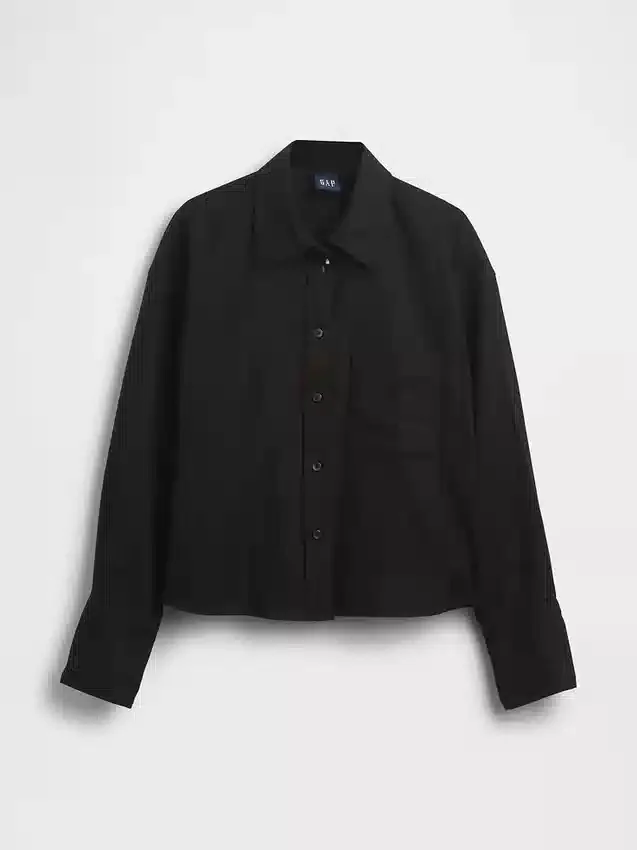Keten-Pamuklu Oversized Gömlek