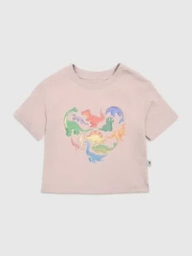 Küçük Çocuklar İçin Dino Hearts Desenli Tişört