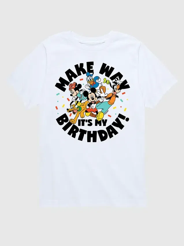 Küçük Çocuklar İçin Disney "Make Way, It's My Birthday" Grafik Tişört