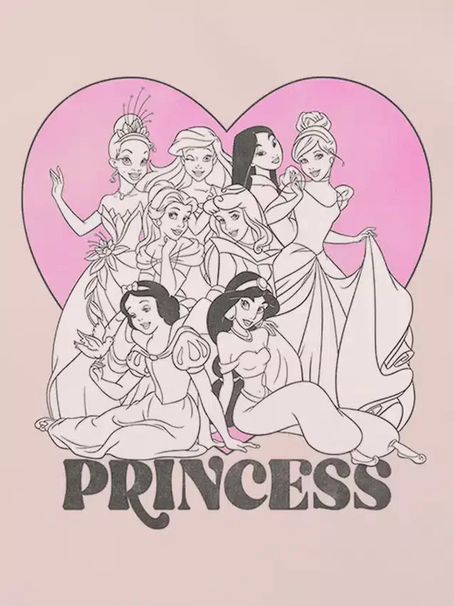 Küçük Çocuklar İçin Disney Prenses Kalp Desenli Tişört