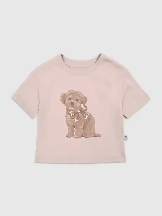 Küçük Çocuklar İçin Doggie Bow Desenli Tişört