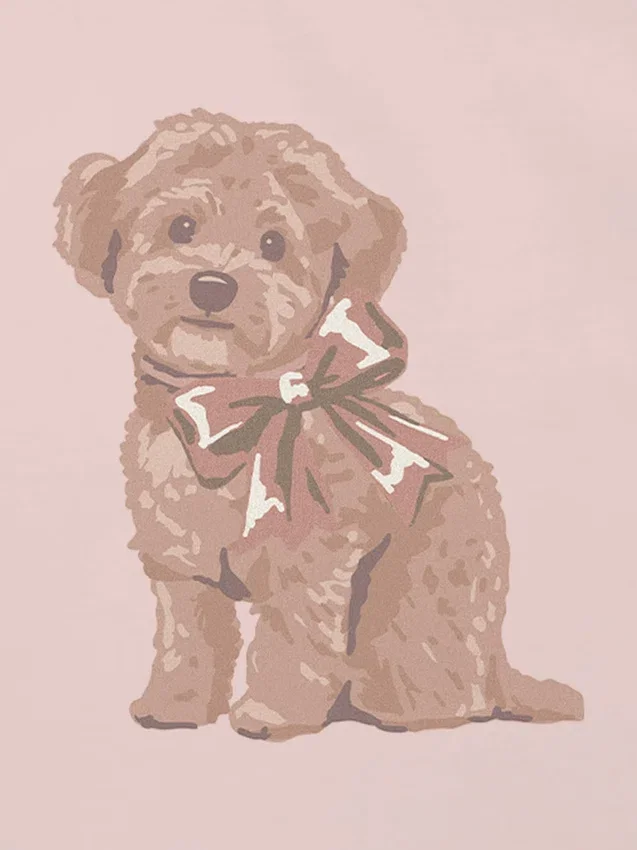 Küçük Çocuklar İçin Doggie Bow Desenli Tişört