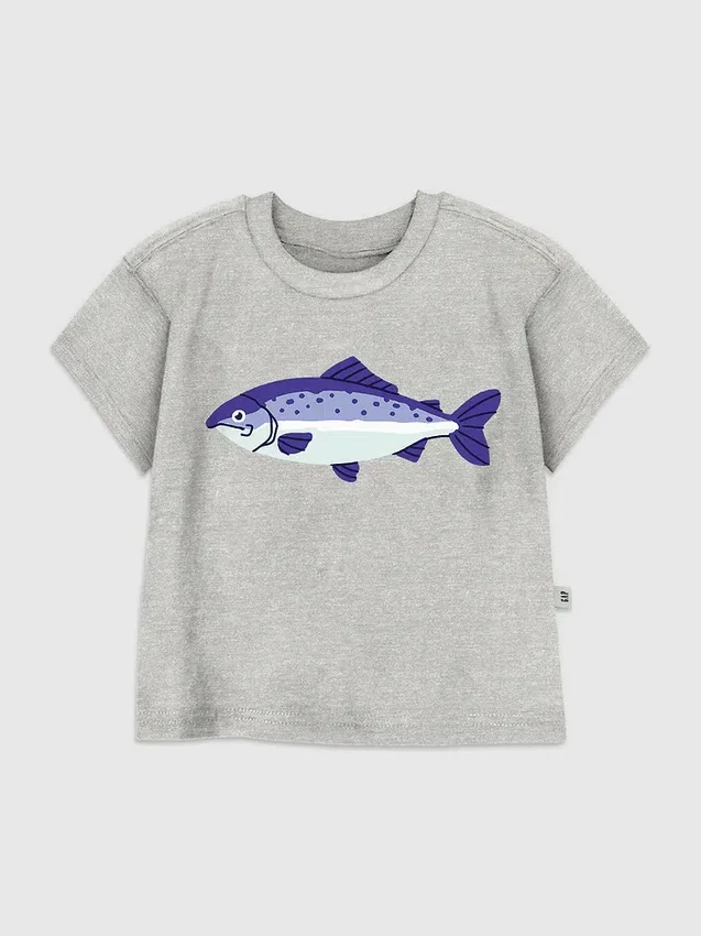 Küçük Çocuklar İçin Fish Grafikli Tişört