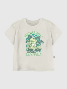 Küçük Çocuklar İçin Froggy Golf Oynuyor Desenli Tişört