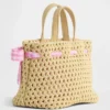Küçük Çocuklar İçin Gingham Fiyonklu Hasır Çanta
