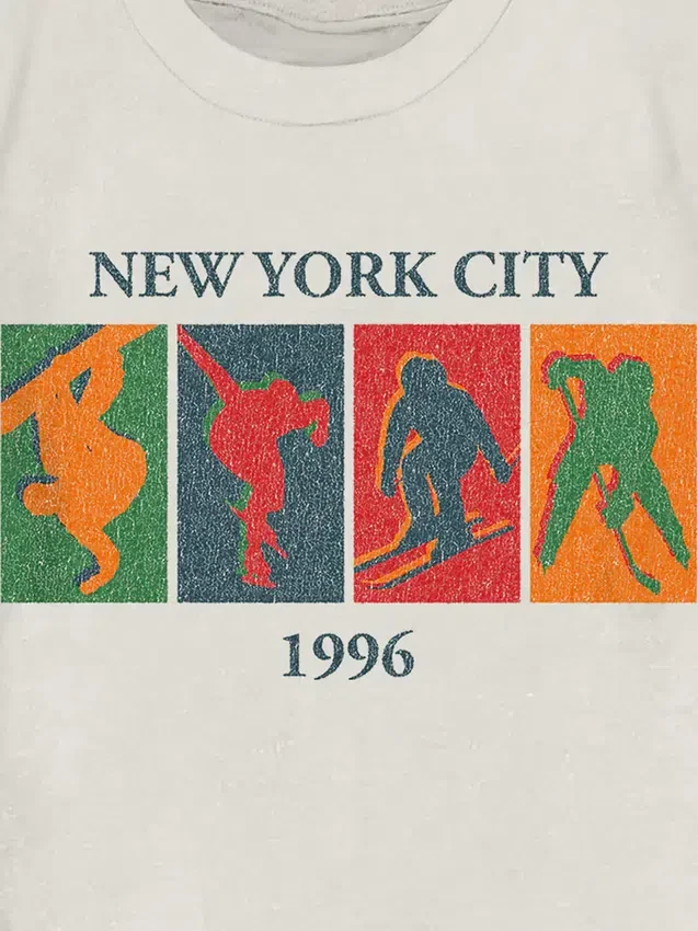 Küçük Çocuklar İçin Kış Sporları Vintage Grafik Tişört