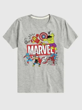 Küçük Çocuklar İçin Marvel Avengers Doodle Şortlu Grafik Tişört