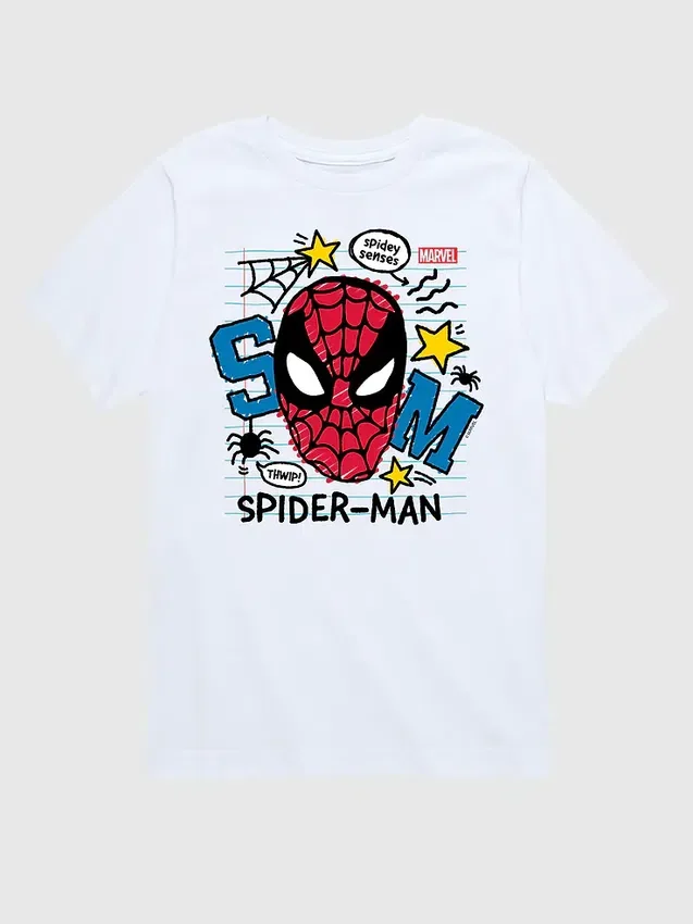 Küçük Çocuklar İçin Marvel Scribbled Spider-Man Kısa Kollu Grafik Şort