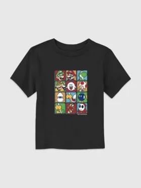 Küçük Çocuklar İçin Nintendo Karakterleri Kutulu Grafik Tişört