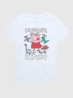 Küçük Çocuklar İçin Peppa Pig Dinosaur Expert Kısa Kollu Grafik Tişört